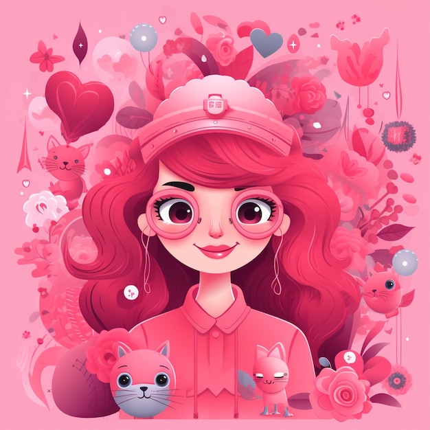 Cartoon national pink day