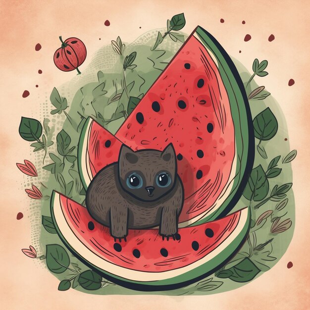 Cartoon national watermelon day