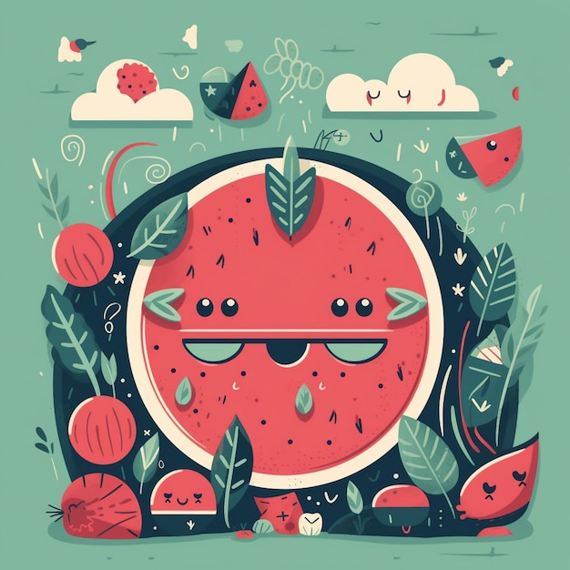 Cartoon national watermelon day