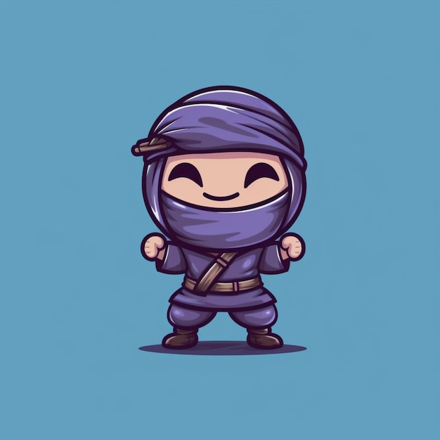 A cartoon ninja character with a blue background generative ai