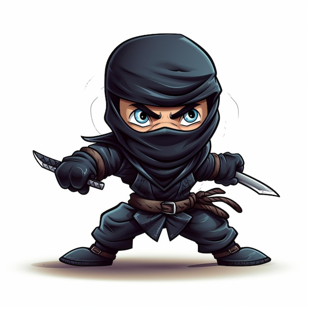 Photo cartoon ninja on white background