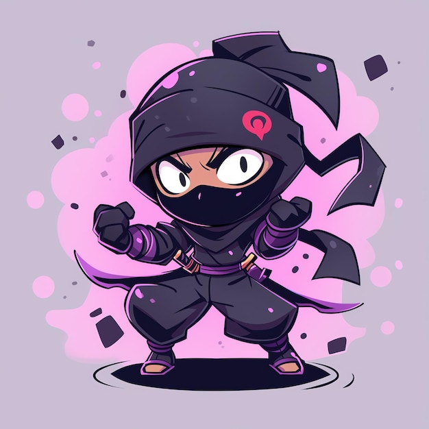 Foto un cartone animato di un ninja con un cuore in faccia.