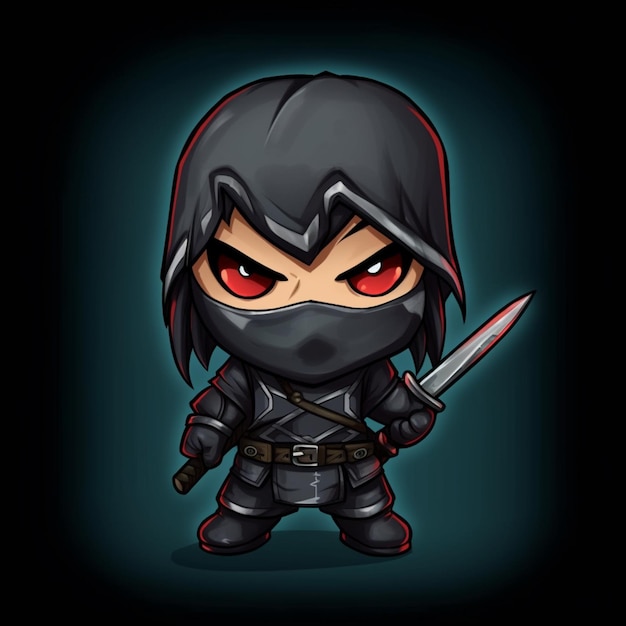 A cartoon ninja with a sword and a black outfit generative ai