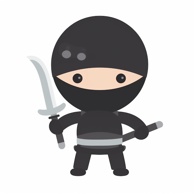 A cartoon ninja with a sword and a black outfit generative ai