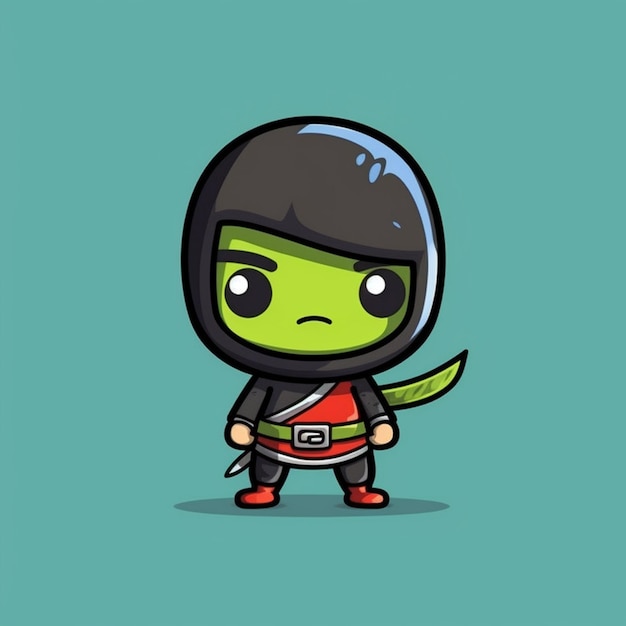 a cartoon ninja with a sword and a green background generative ai
