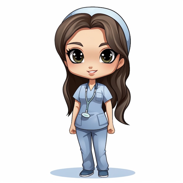 cartoon nurse in scrubs and a stethoscope generative ai