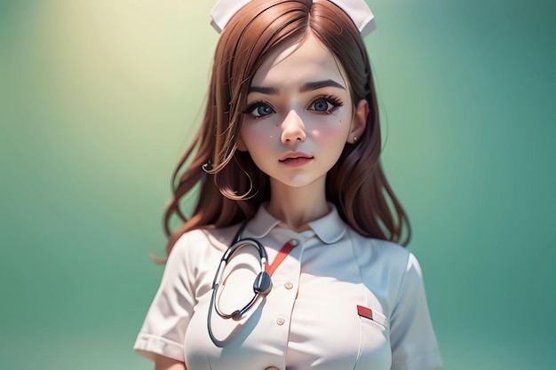 A cartoon nurse with a stethoscope on her neck