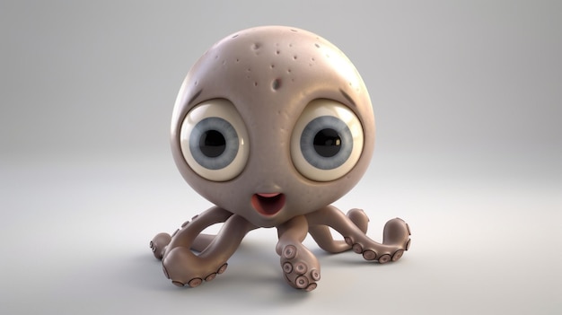 A cartoon octopus with big eyes and big eyes