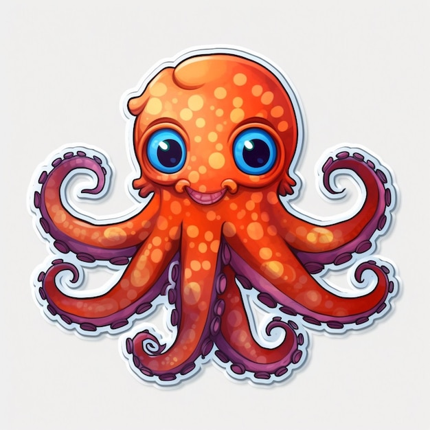 cartoon octopus with big eyes and a big smile generative ai