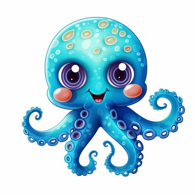 cartoon octopus with big eyes and a smile on its face generative ai