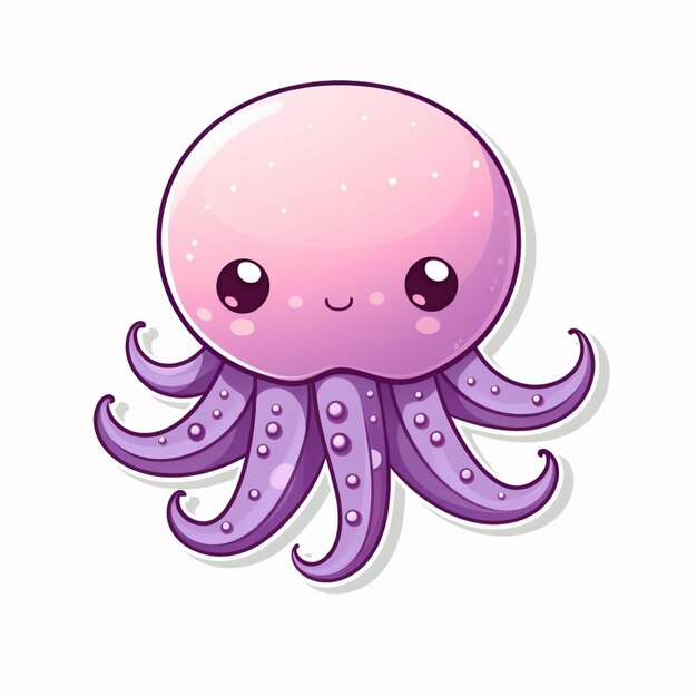 cartoon octopus with a pink body and purple tentacles generative ai