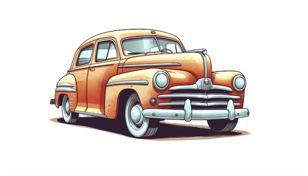 Cartoon of an old car with a white background generative ai