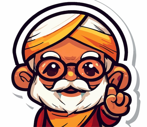 A cartoon of an old man with glasses and a beard pointing at a sign that says old man.