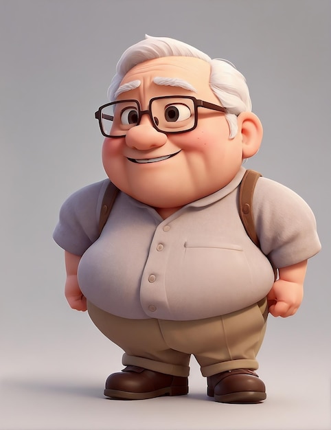 A cartoon of an old man with glasses smiling