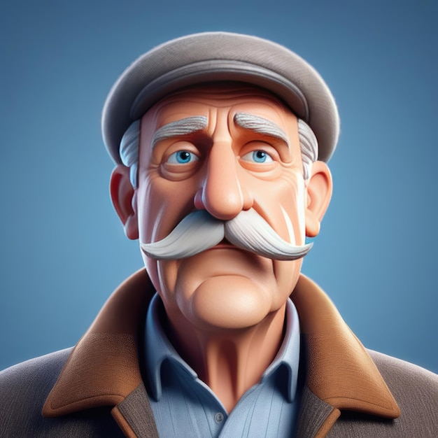 A cartoon old man with a mustache