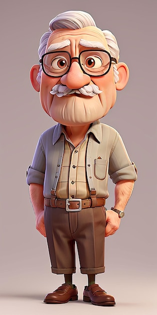 Photo cartoon old man with no mustache