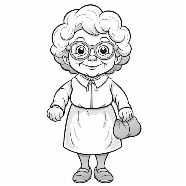 Photo a cartoon of an old woman with glasses and a purse generative ai