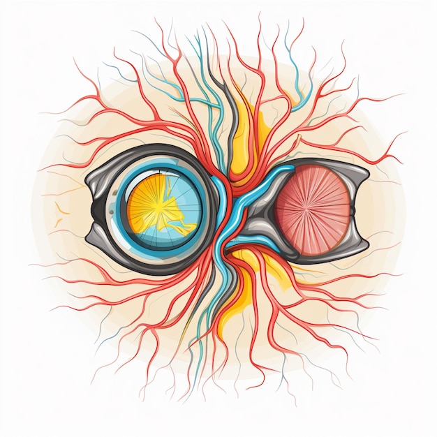 Cartoon optic nerve with retina