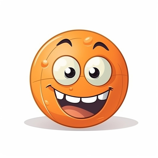 幸せそうな顔をした漫画のオレンジ色のボール