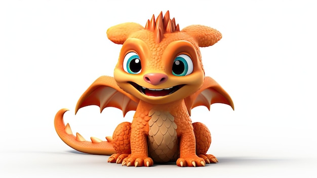 a cartoon orange dragon with a blue eyes and a black background.