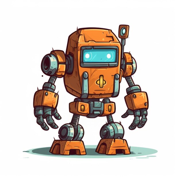 Cartoon Orange Robot Sprite 2d Game Art Commissie