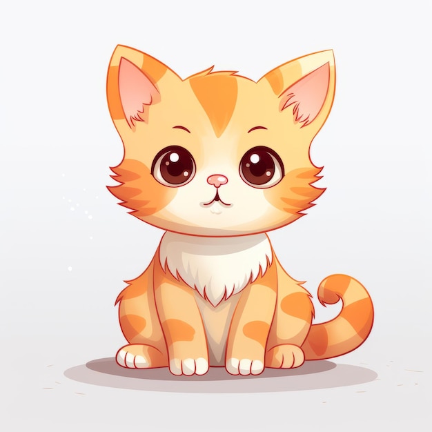 a cartoon orange and white cat with big eyes