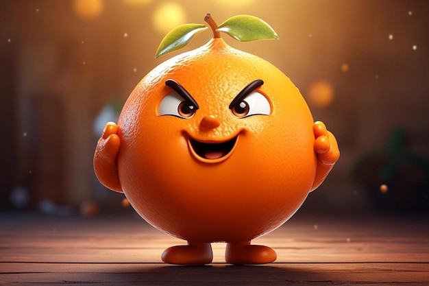 Photo a cartoon of an orange with a face that says angry.