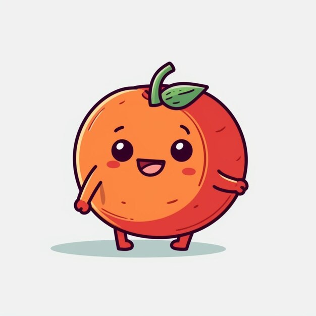 a cartoon orange with a green leaf on its head generative ai