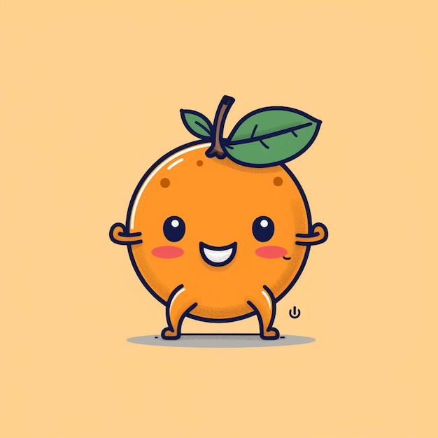 cartoon orange with a leaf on its head and eyes generative ai