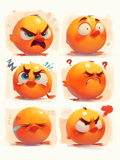 cartoon oranges with different expressions and expressions on them generative ai