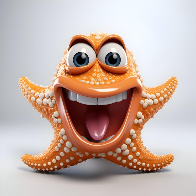 Cartoon oranje octopus op witte achtergrond 3D-illustratie