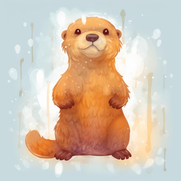 Cartoon Otter With Translucent Texture