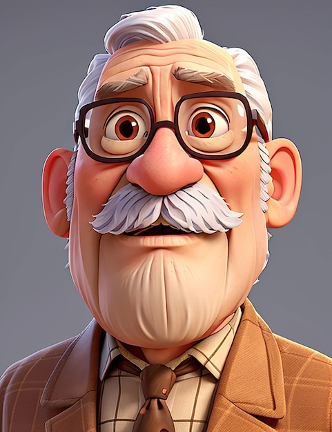 Cartoon oude man zonder snor