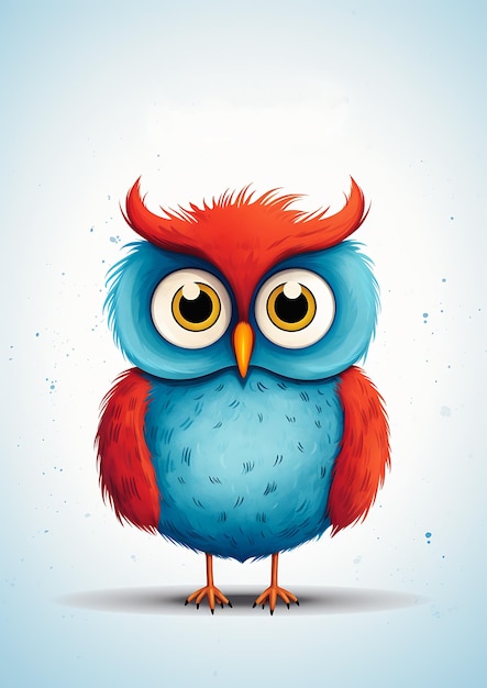 cartoon owl red beak blue eyes poster template negative self talk vivacious front energy card beaver