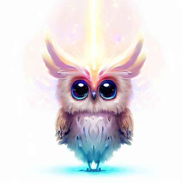 Photo a cartoon owl with big blue eyes and big blue eyes.