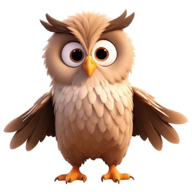 a cartoon owl with big eyes and a big brown eyes