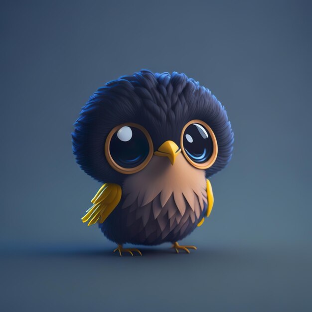 Мультяшная сова с большими глазами и голубым фоном.
