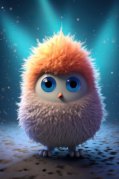 Photo a cartoon owl with big eyes and a blue eyes