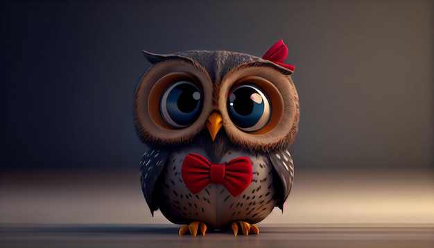 Cartoon owl with glasses AI Generative