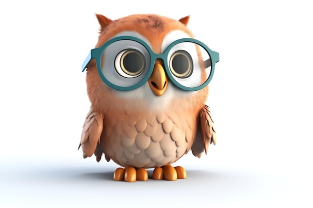 A cartoon owl with glasses and a white background