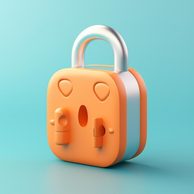 Photo cartoon padlock 3d