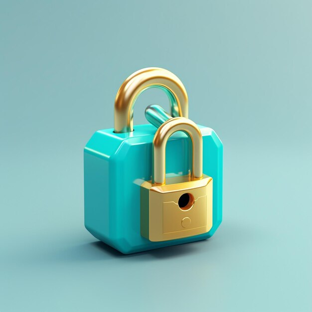 Cartoon padlock 3D