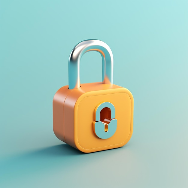 Cartoon padlock 3D