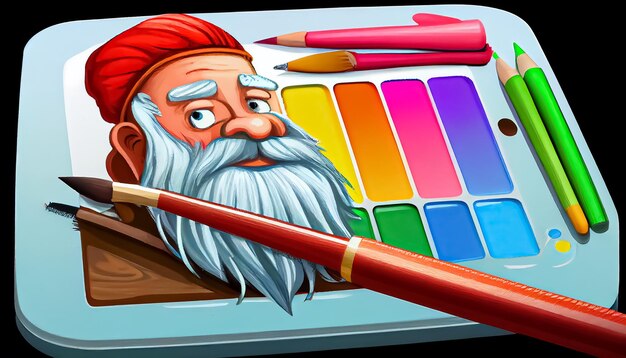 Cartoon paintbrush drawing board