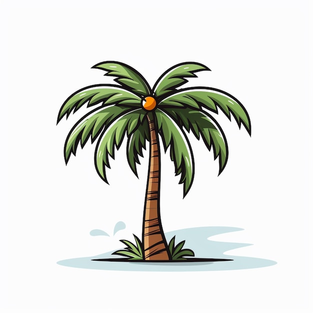 a cartoon palm tree with a orange on top of it generative ai