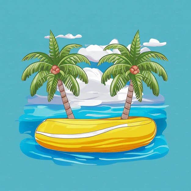 a cartoon of palm trees in the water with palm trees