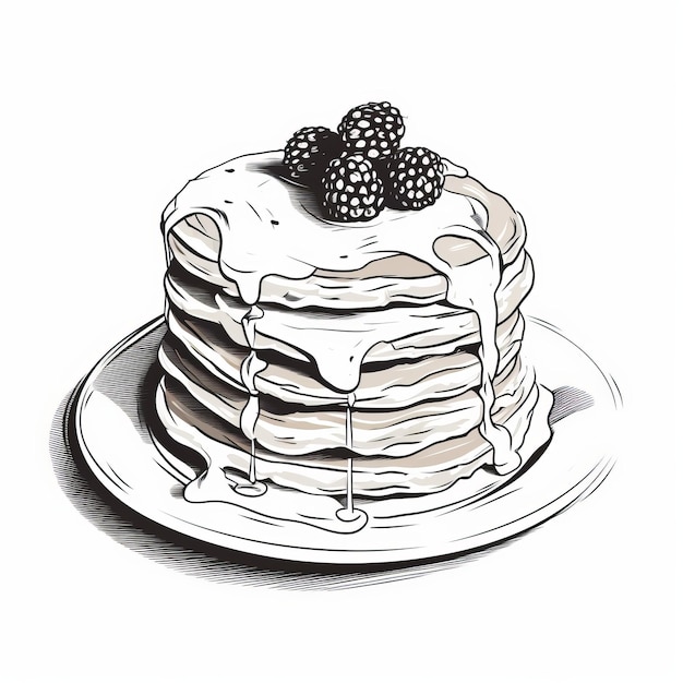 Cartoon Pancake Drawing In The New Yorker Style