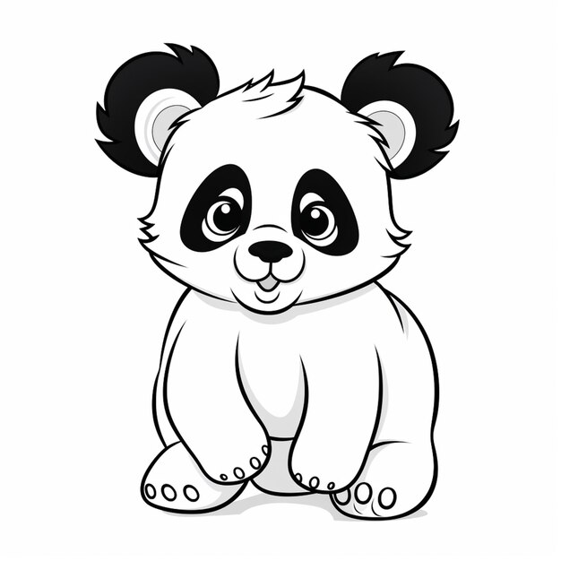 a cartoon panda bear sitting down with its eyes open generative ai