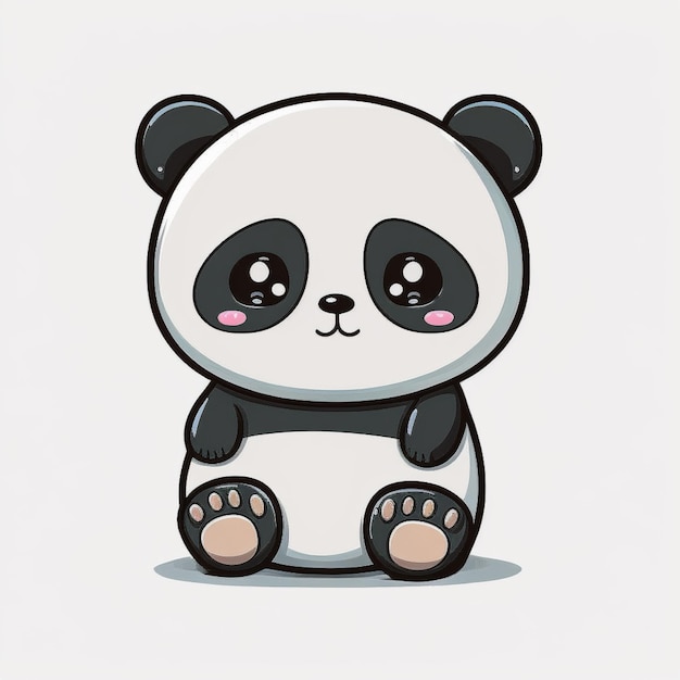 Photo cartoon panda bear sitting on the ground with eyes wide open generative ai