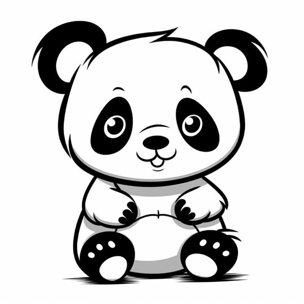 a cartoon panda bear sitting on the ground with its paws crossed generative ai